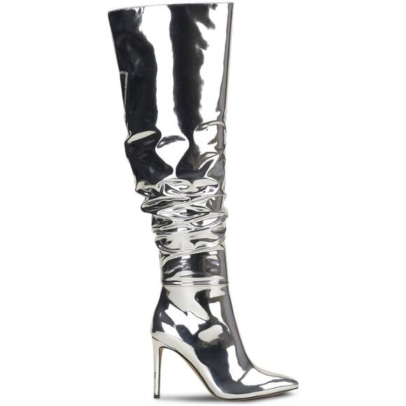 INC INTL Concepts Wmn Iyonna Over the Knee Slouch Boot Sz US 8M Silver Patent - Picture 2 of 3